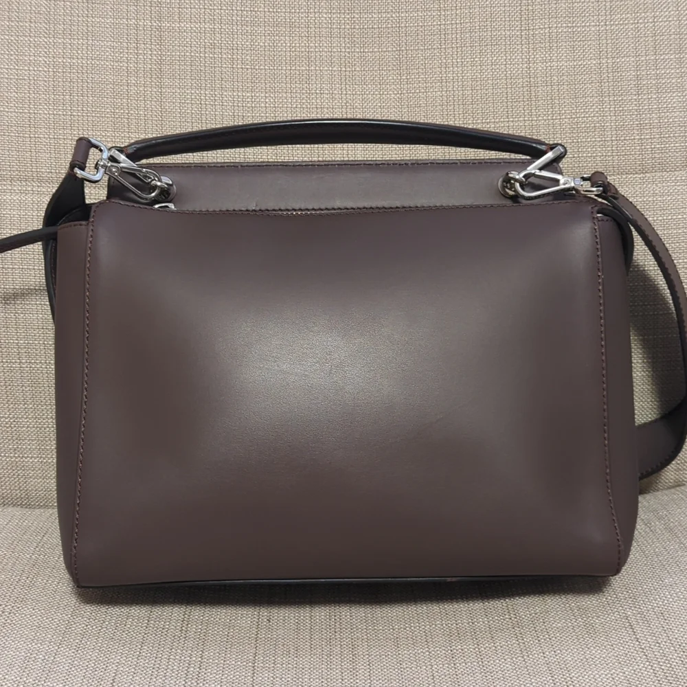Fendi Chocolate Brown Leather Shoulder Bag with Silver Hardware - Picture 3 of 16